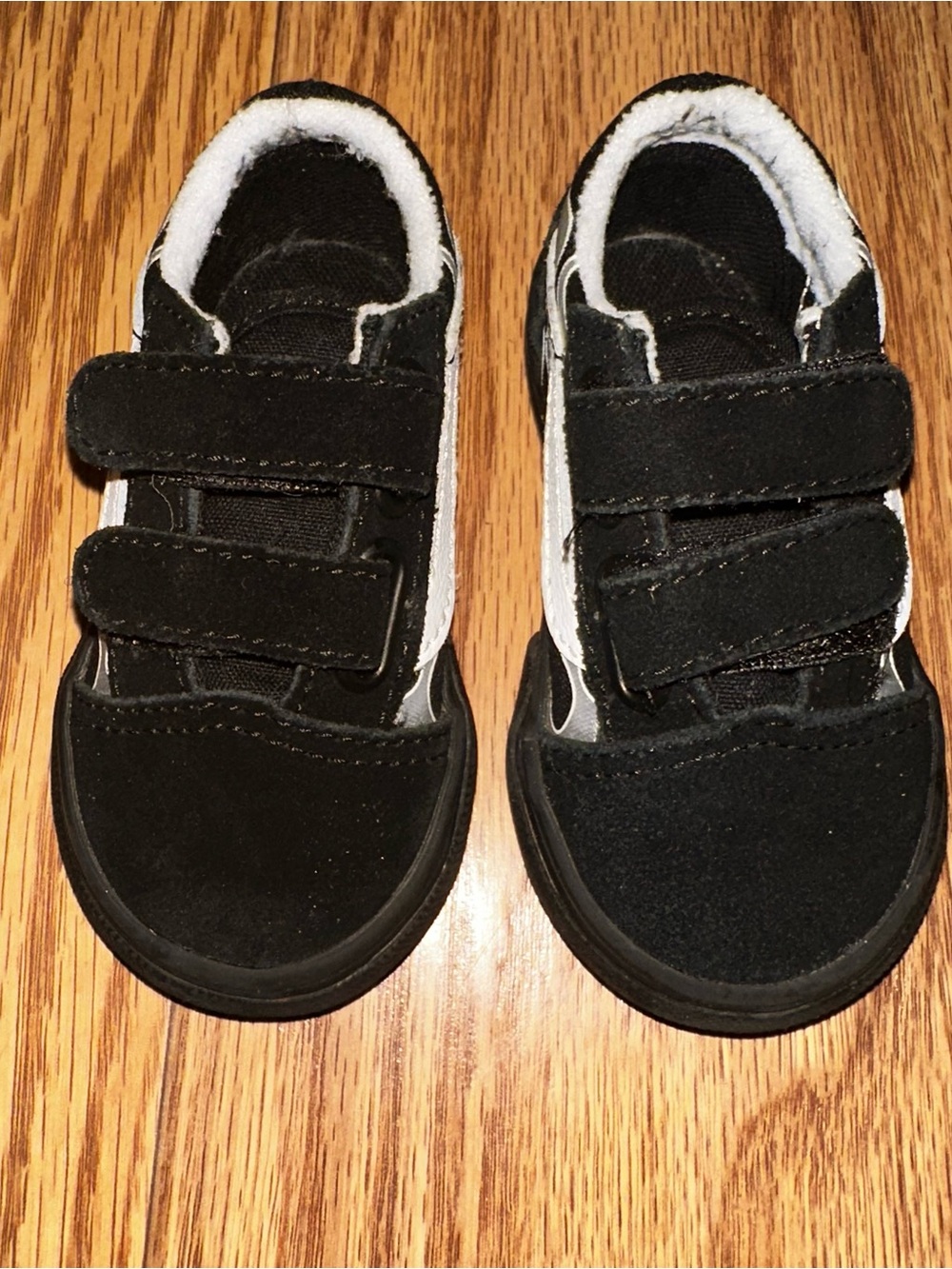 Vans Kids Black and White Velcro Sneakers